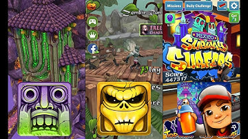 Temple Run 2 Spoky Summit Vs Zombie Run HD Vs Subway Surfers Mexico - Endless Run Gameplay Android