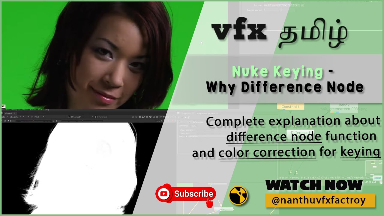 Key Hair detail only with difference node | Tamil compositing | Nanthu vfx factory 