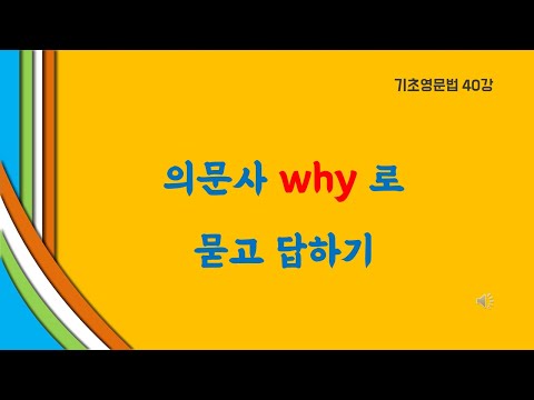 [기초영문법] 40강: 의문사 'why' 로 묻고 답하기 | 차근차근 영어독학