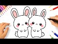 HOW TO DRAW TWO CUTE BUNNIES EASY ????????