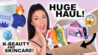 HUGE K BEAUTY HAUL!! TRYING POPULAR KOREAN MAKEUP & SKINCARE! IS IT WORTH THE HYPE??