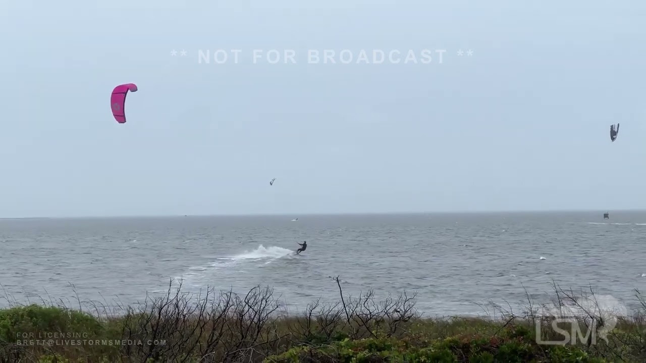 10-11-2025 Frisco Beach, NC - Coastal Storm - Sand Berms - Kite Surfers