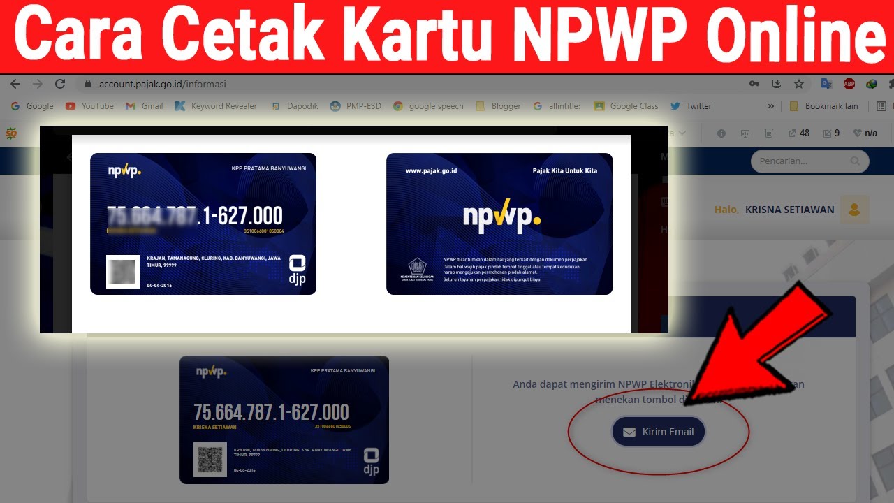 Cara Cetak Kartu NPWP Hilang Secara Online  YouTube