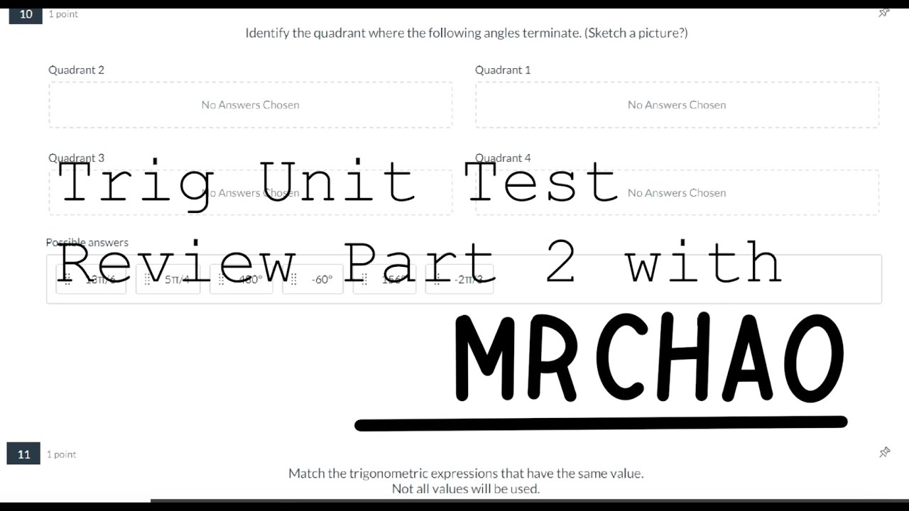 Trigonometry unit test review with mr chao part 2 algebra integrated