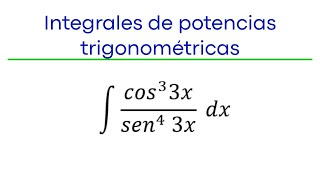 Integral De Potencia Trigonométrica. Potencia Impar