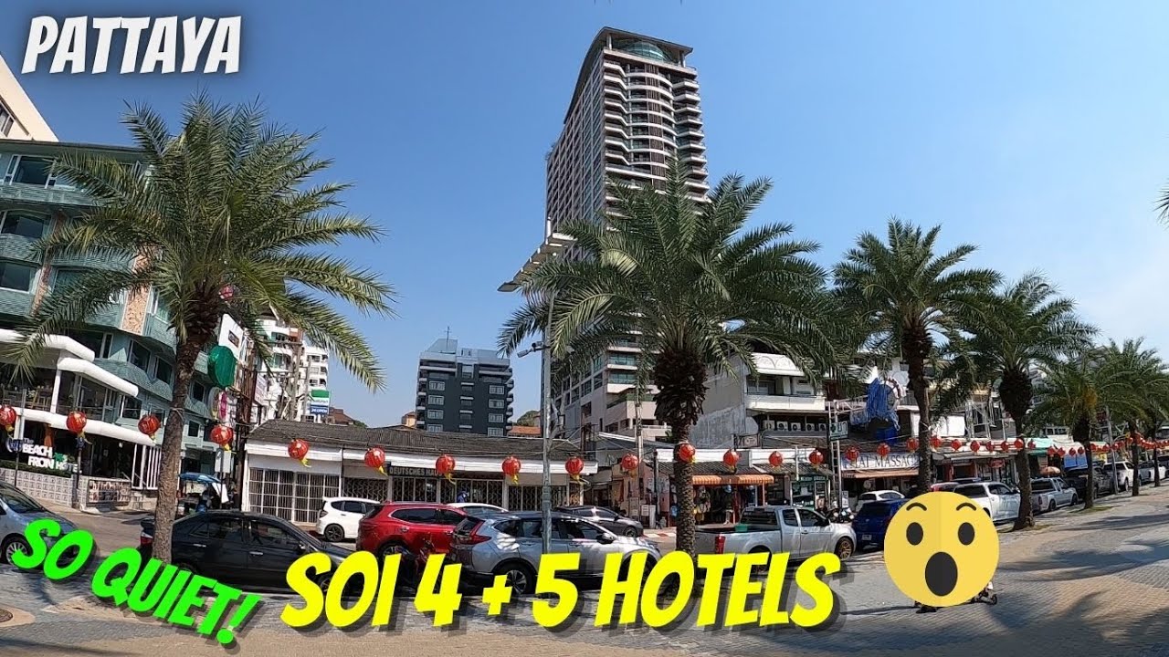 Pattaya 6/Feb/22 Soi 4 + 5 Some very nice Hotels + Quiet Area