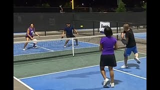 Mixed Doubles Pickleball. Long and Pritta vs Larry and ???. Game 1 of 4.