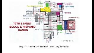 Blood and Hispanic Gangs Map 77th Street Area.  From a 2004 Report