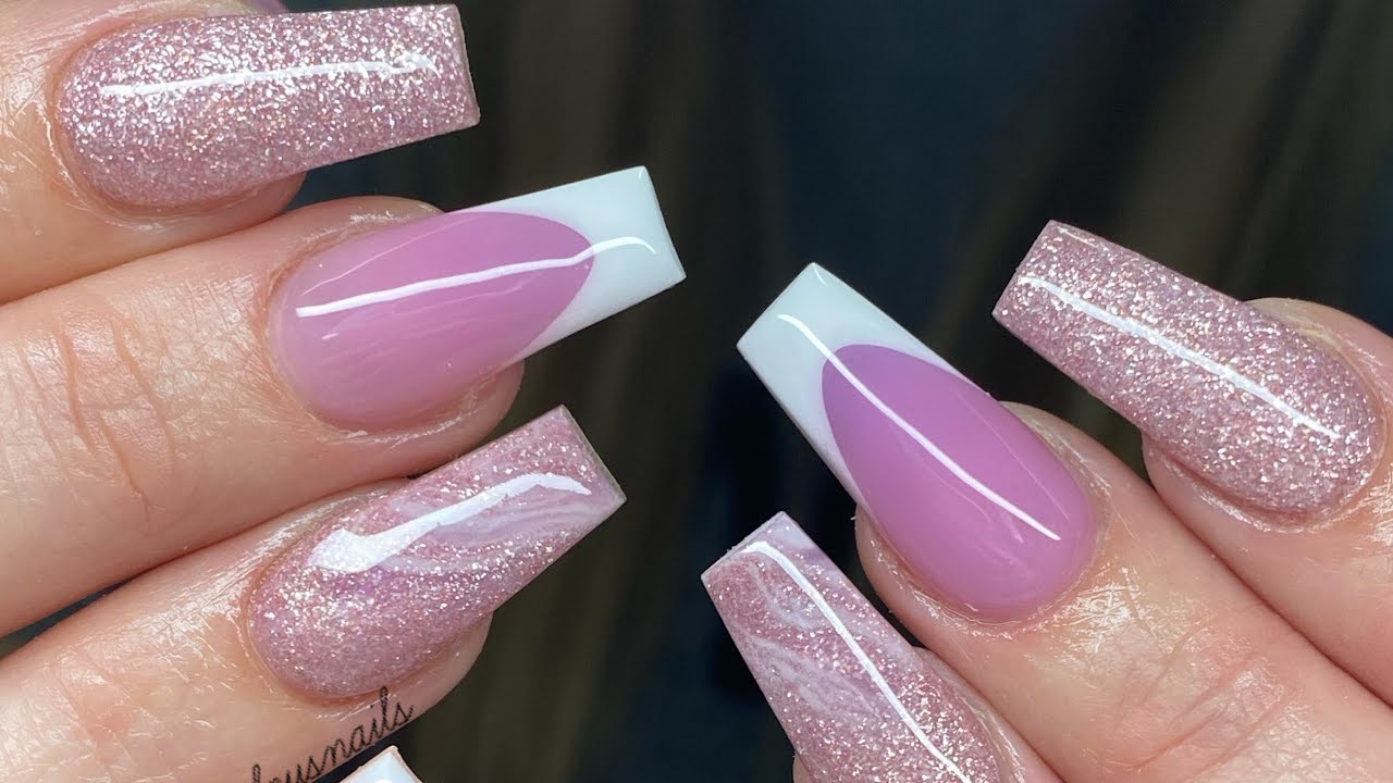 Pink & White Acrylic Nail Set 💕 YouTube