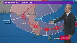 Tracking Subtropical Storm Nicole | Forecast to hit Florida as Cat. 1