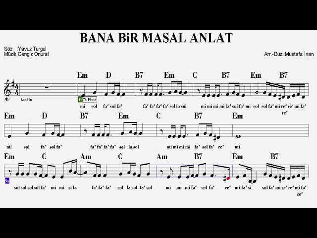 BANA BİR MASAL ANLAT--Em--:Guitar,Flute,Violin,Keyboard,Melodica,Recorder. class=