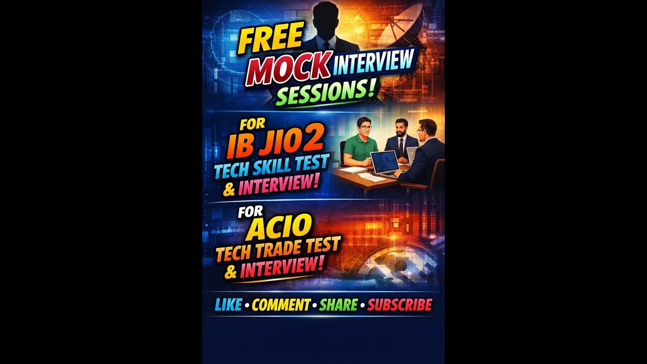 Free Mock Interview Sessions 9 || IB JIO TECH SKILL TEST & INTERVIEW || RRB JE, BDL INTERVIEW,  DFO