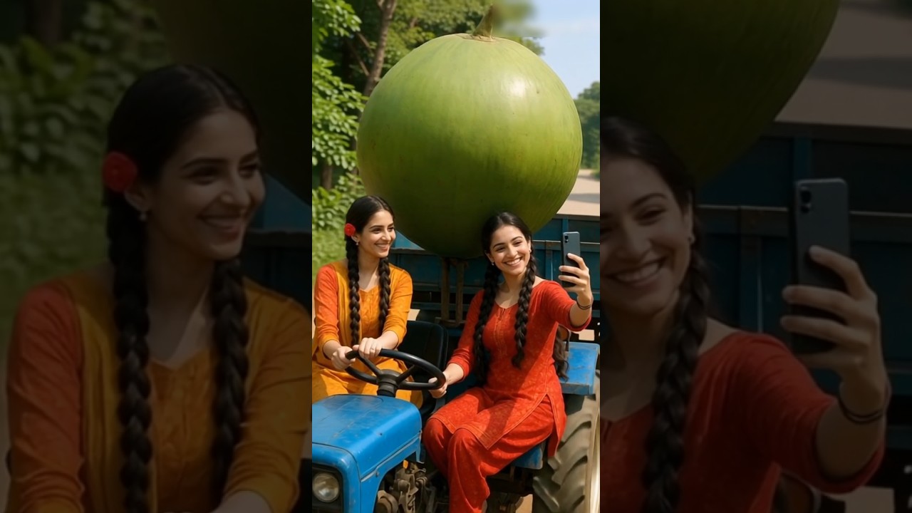 tiny girls cutting coconut 