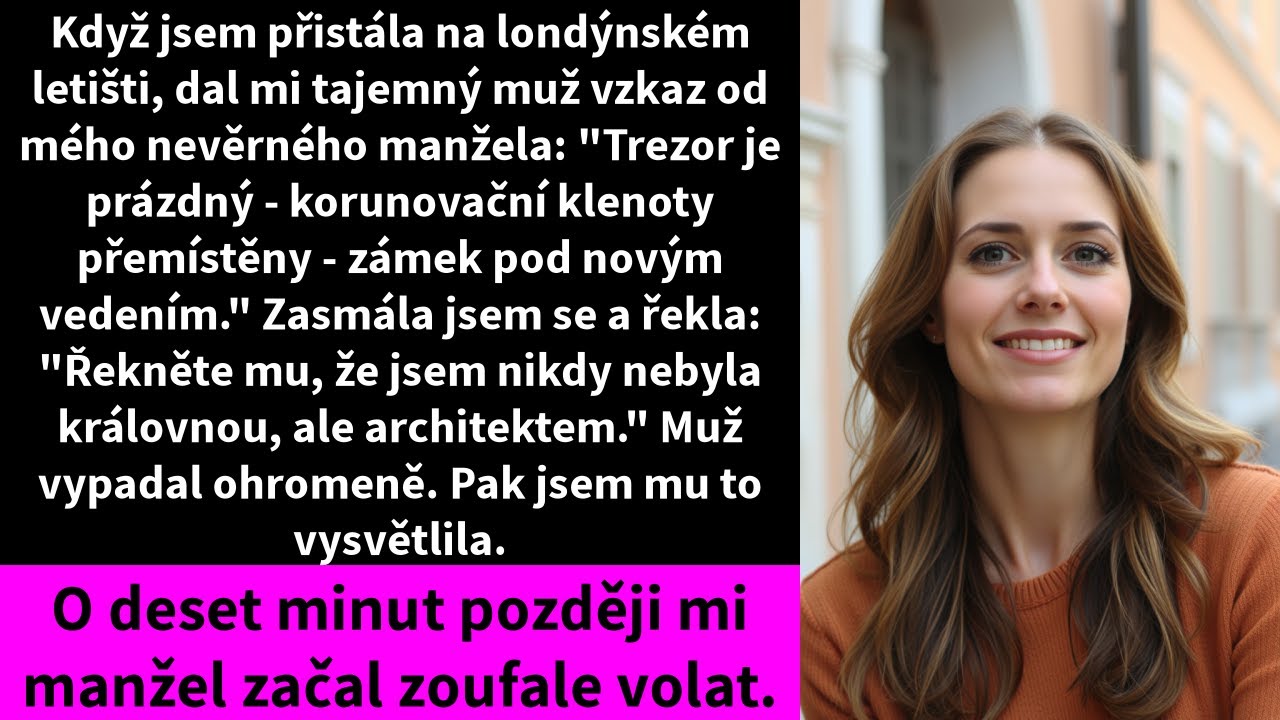Muž v drahém obleku na londýnském letišti ke mně přistoupil s obálkou. Uvnitř byl vzkaz od mého manžela: „Trezor je prázdný. Korunovační klenoty přemístěny. Hrad pod novým vedením." Dvanáct let...