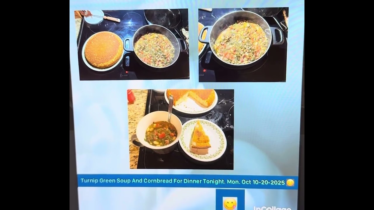 Turnip Green Soup And Cornbread For Dinner Tonight. Mon. Oct 10-20-2025 😋