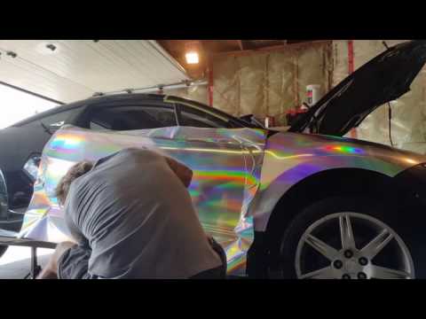 VViViD Holographic Black Chrome Vinyl Wrap Night Walk Around CRAZY