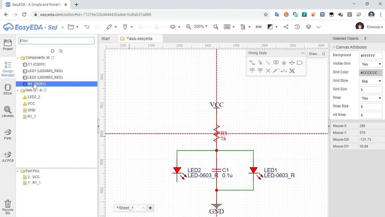 การใช้งาน drawing tools, design manager, multi sheet design ของ easyeda ...