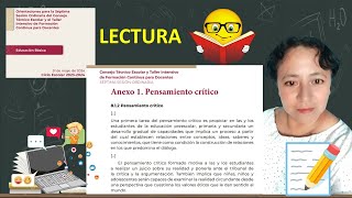 Lectura del anexo 1 Pensamiento crítico