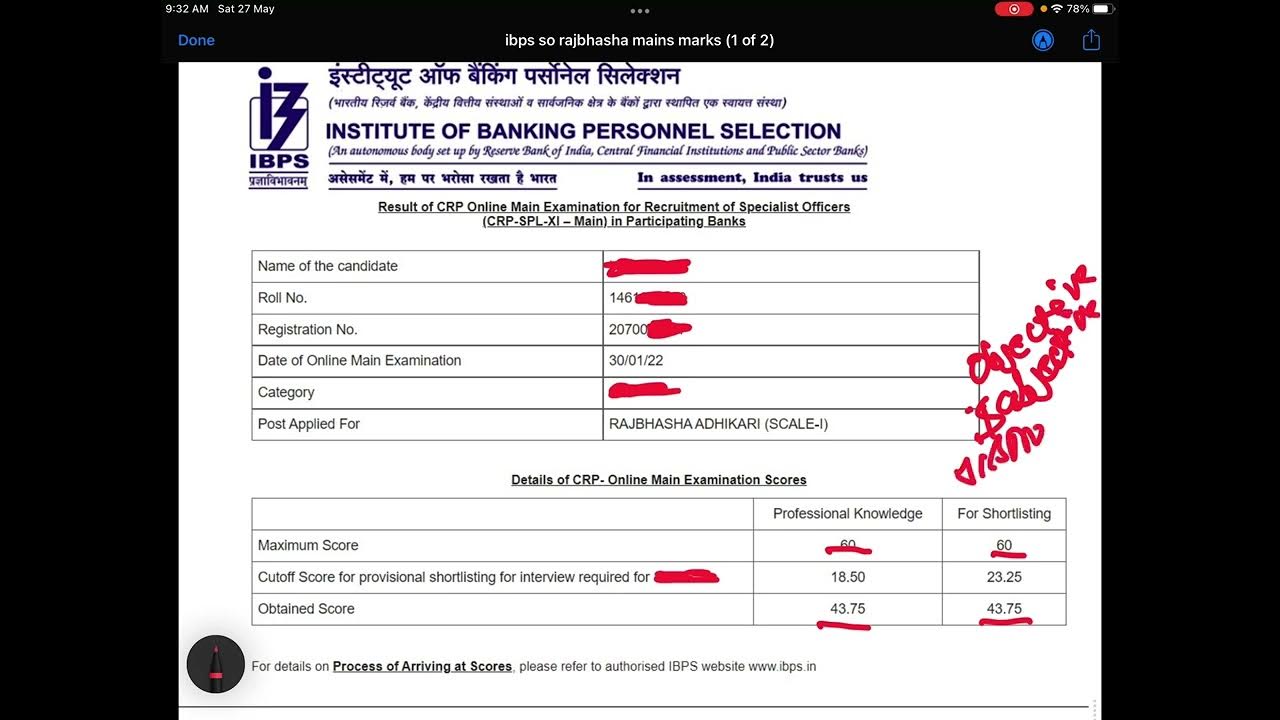 IBPS so mains scorecard YouTube