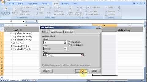 chuc nang data validation trong excel