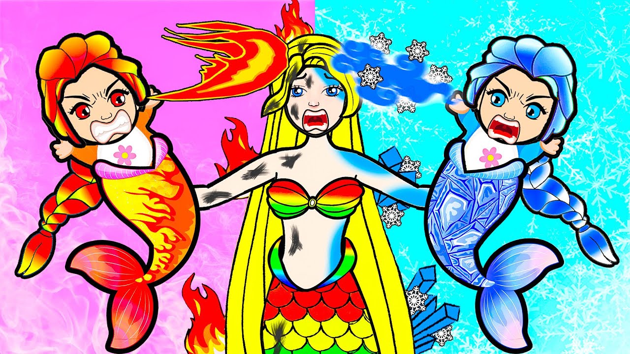 Paper Dolls Dress Up Hot Vs Cold Mermaids Challenge Barbie Story And Crafts Youtube 