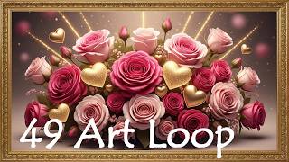 Romantic Rose Bouquet 🌹 Golden Hearts & Love Glow | Elegant Floral Art 4K Screensaver screenshot 1