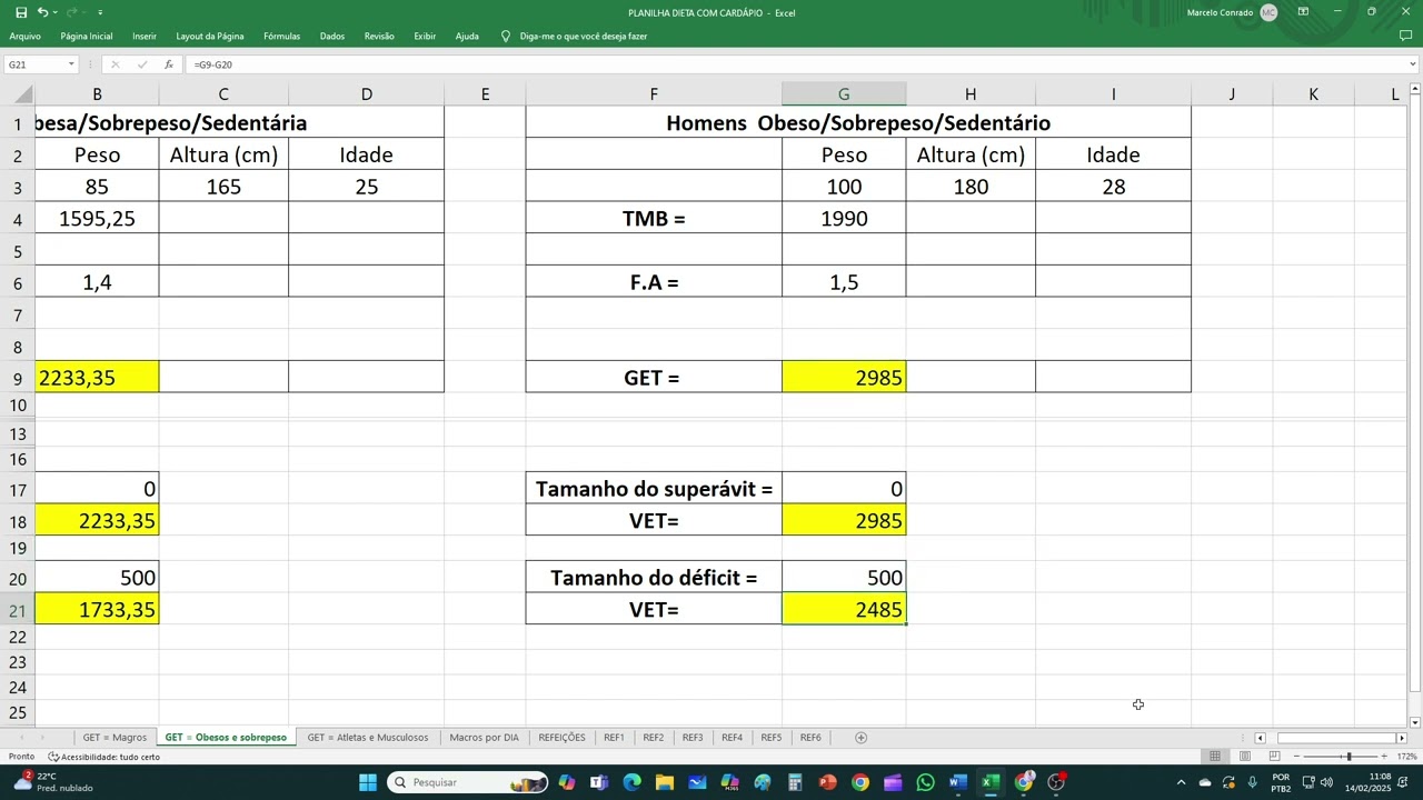 O passo a passo para usar a planilha que monta dietas