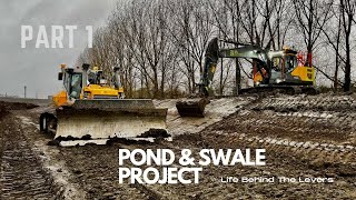 Full Day Vlog In The Volvo EC220 Excavating Extremely Large Pond, Teaming Up With The Liebherr 736