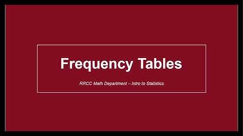 Frequency Tables - including relative and cumulative frequency