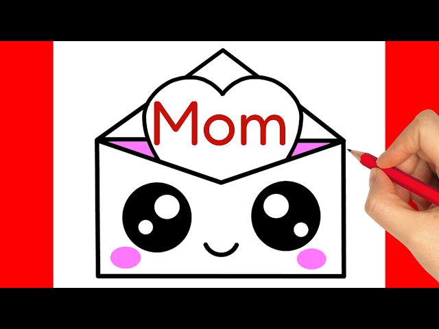 How to Draw a Cute I LOVE YOU 'MOM' Card for Mother's Day - YouTube