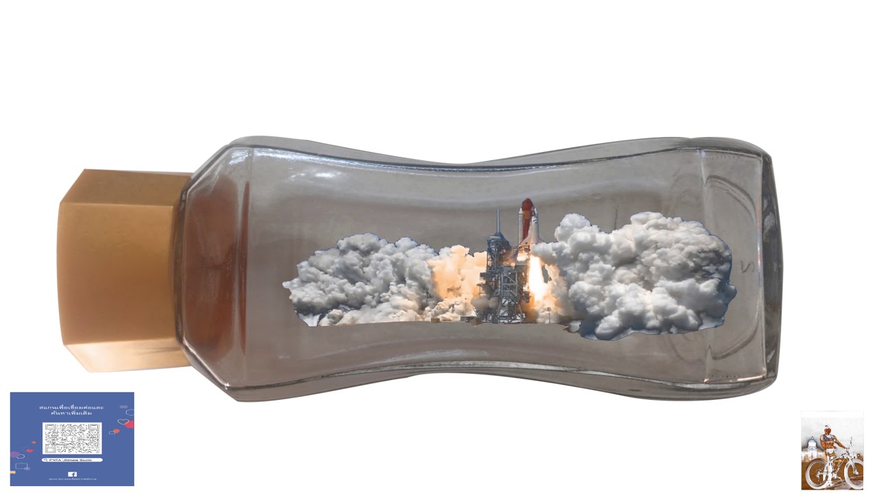 Amazing space shuttle launch in the glass bottles with White screen footage