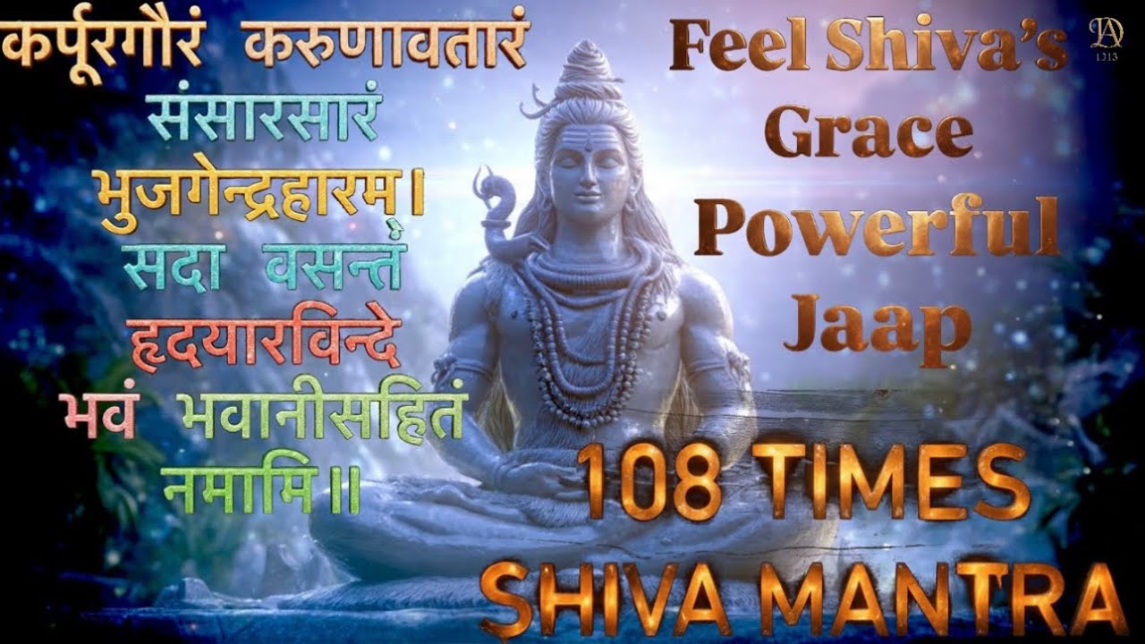 Karpura Gauram Karunavataram 108 Times – Powerful Shiva Mantra Meditation | Peaceful Mantra 🕉️ 