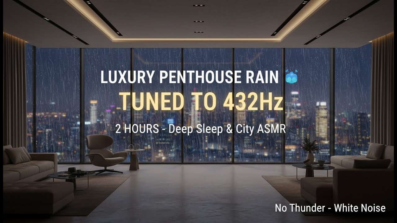 2 HOUR LUXURY PENTHOUSE RAIN (432Hz) 🌃 | City Ambience, Deep Sleep ...