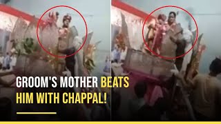 Viral Video: Uttar Pradesh Groom's Mother Beats Him With Chappal During Varmala