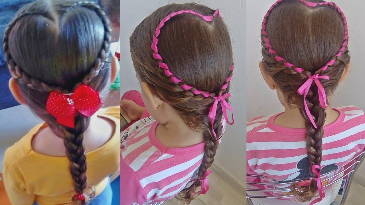 Penteado Infantil de Coração com Fita - thptnganamst.edu.vn