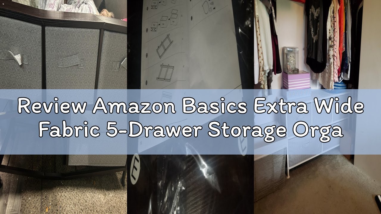 Review Amazon Basics Extra Wide Fabric 5-Drawer Storage Organizer Unit for Closet, White