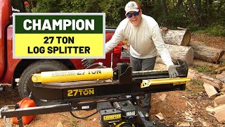 #145 Champion 27 Ton Log Splitter  First Use and Test on Big Logs
