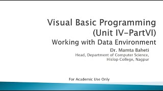 Working with DataEnvironment and Data Report in Vb6.0