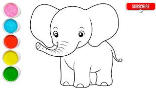 Elephant Drawing &amp; Coloring for Kids  | JJ Colors #kidslearning #jjcolors #kidsdrawing #elephant