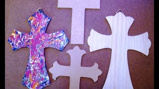 How to paint a wooden cross - Acrylic colors This is a very simple way to paint a wooden cross صليب خشب Cruz artística de madera 