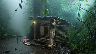 15 days to complete the cabin in the wilderness - Facing unexpected rain showers | Yang bushcraft