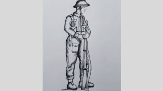 How To Draw A Soldier | Army drawing easy step by step |  Soldier Drawing Easy Step By Step