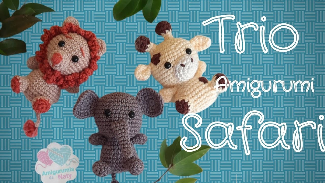[PASSO A PASSO] Amigurumi safari para porta maternidade e móbile. Leão, girafa e elefante.