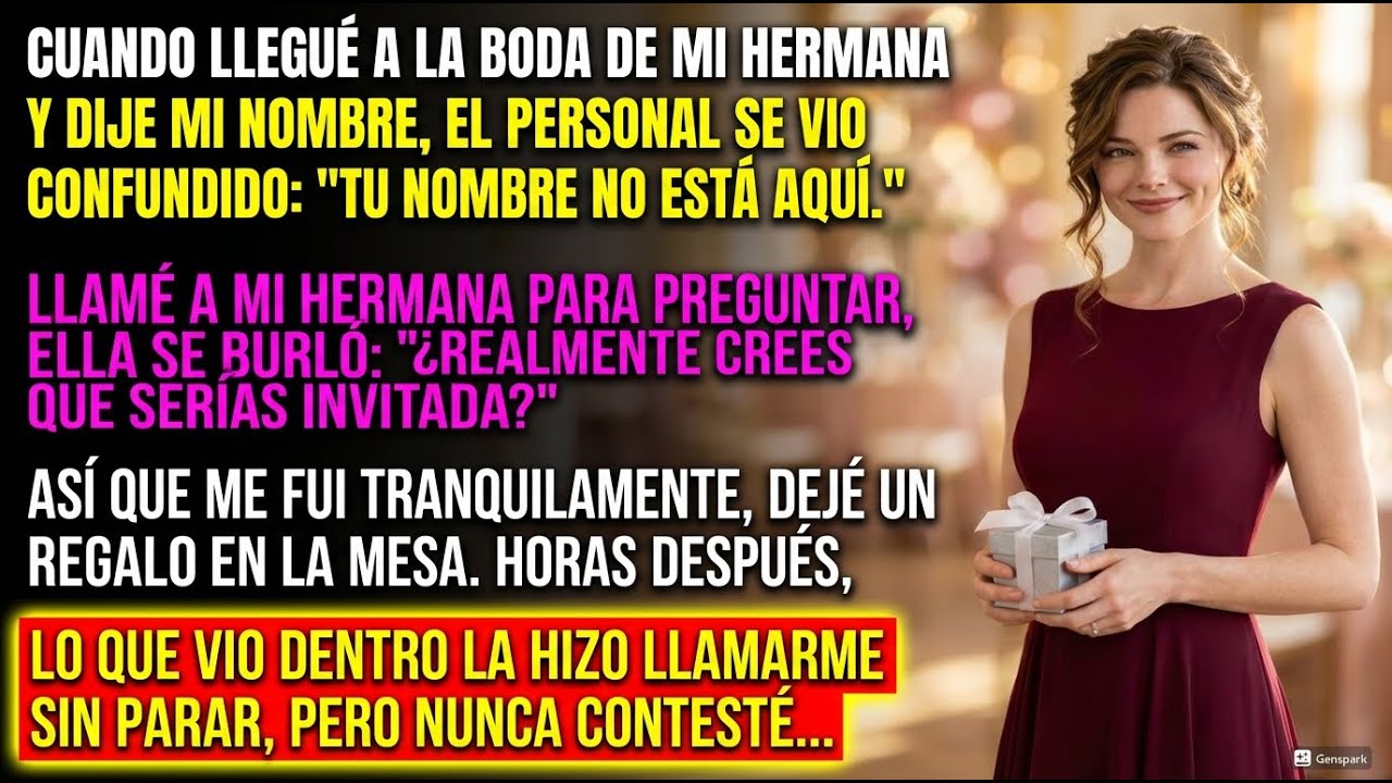 Mis padres me prohibieron entrar a la boda de mi hermana hasta que abrió mi regalo y gritó.
