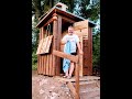 Off grid composting toilet and solar powered shower. How it works and look inside.