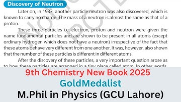 Discovery Of Neutron | Chapter # 2 | Chemistry Class 9th new book 2025 |   MATH BY RANA HASSAN ALI