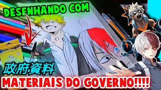 DESENHANDO APENAS COM MATERIAIS DO GOVERNO LÁPIS DO   GOVERNO+CANETA BIC