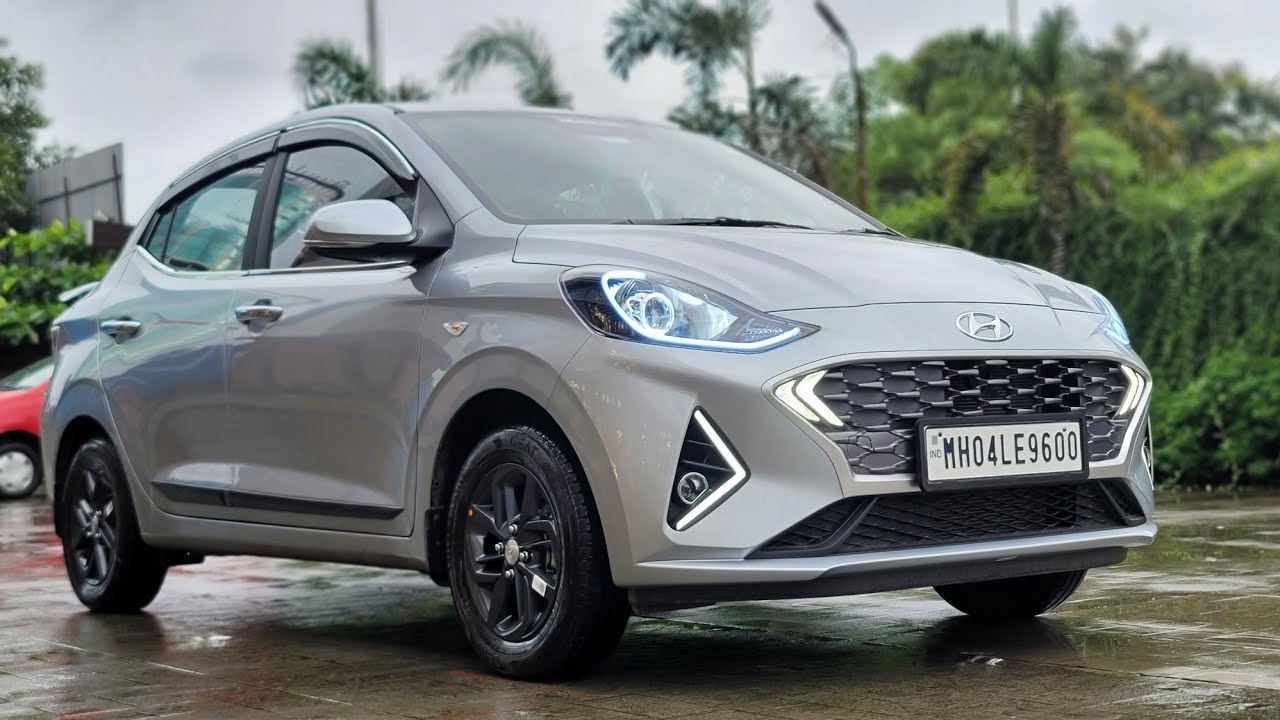 BEST MODIFIED HYUNDAI AURA IN SILVER COLOR WITH PROJECTOR, ALLOYS & ORVMS