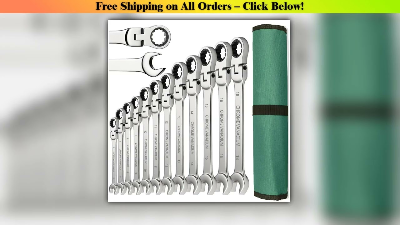 Ratchet Spanner Wrench Set 8-22mm Gear Ring Ratcheting Combination Wrench Kit Metric Flexible Head