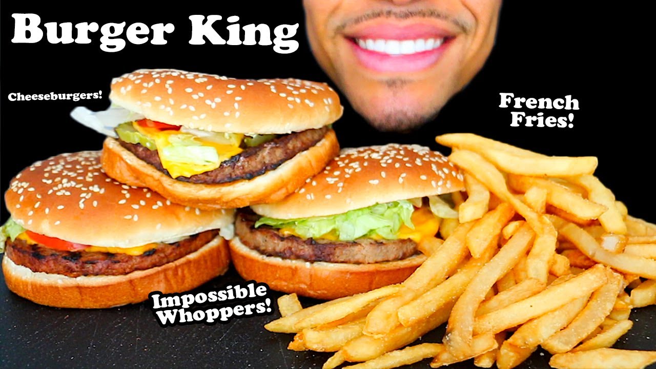 CHEESEBURGERS BURGER KING IMPOSSIBLE WHOPPERS FRENCH FRIES EATING SHOW MOUTH SOUNDS